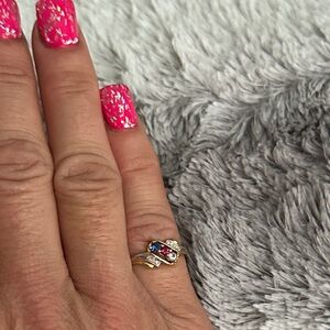 New Ring with Pink, Clear, and Blue Gemstones size 7